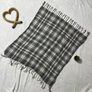 Gray and White Plaid Scarf